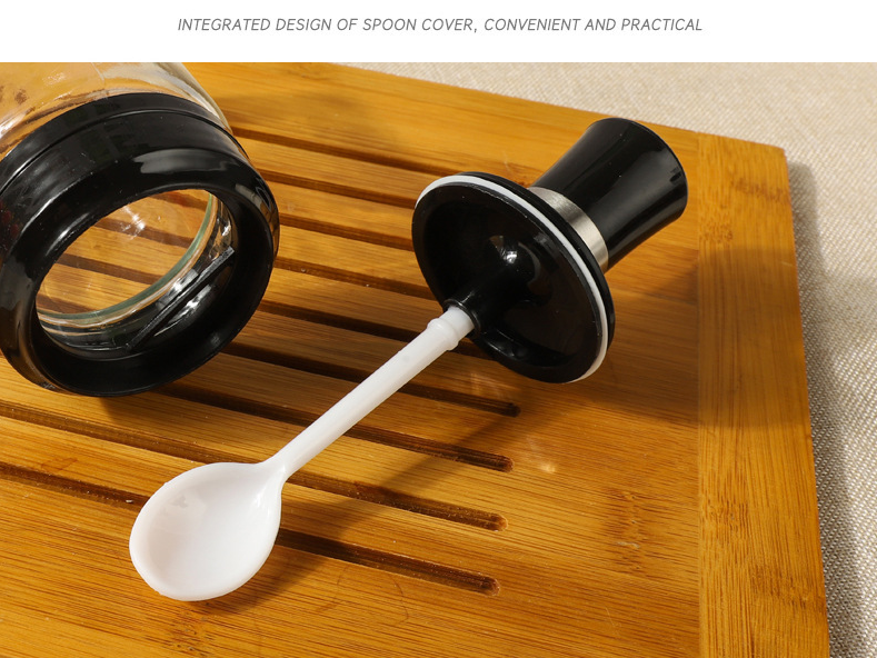 Spoon Cover Integrated Moisture-Proof Seal Glass Seasoning Jar Spoons Oil Brushes Honey Sticks