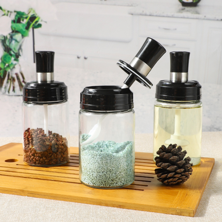 Spoon Cover Integrated Moisture-Proof Seal Glass Seasoning Jar Spoons Oil Brushes Honey Sticks