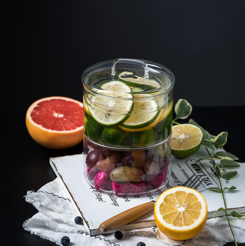 Small Heat Resistant High Borosilicate Glass Bowl with Cover Stackable Glass Bowl
